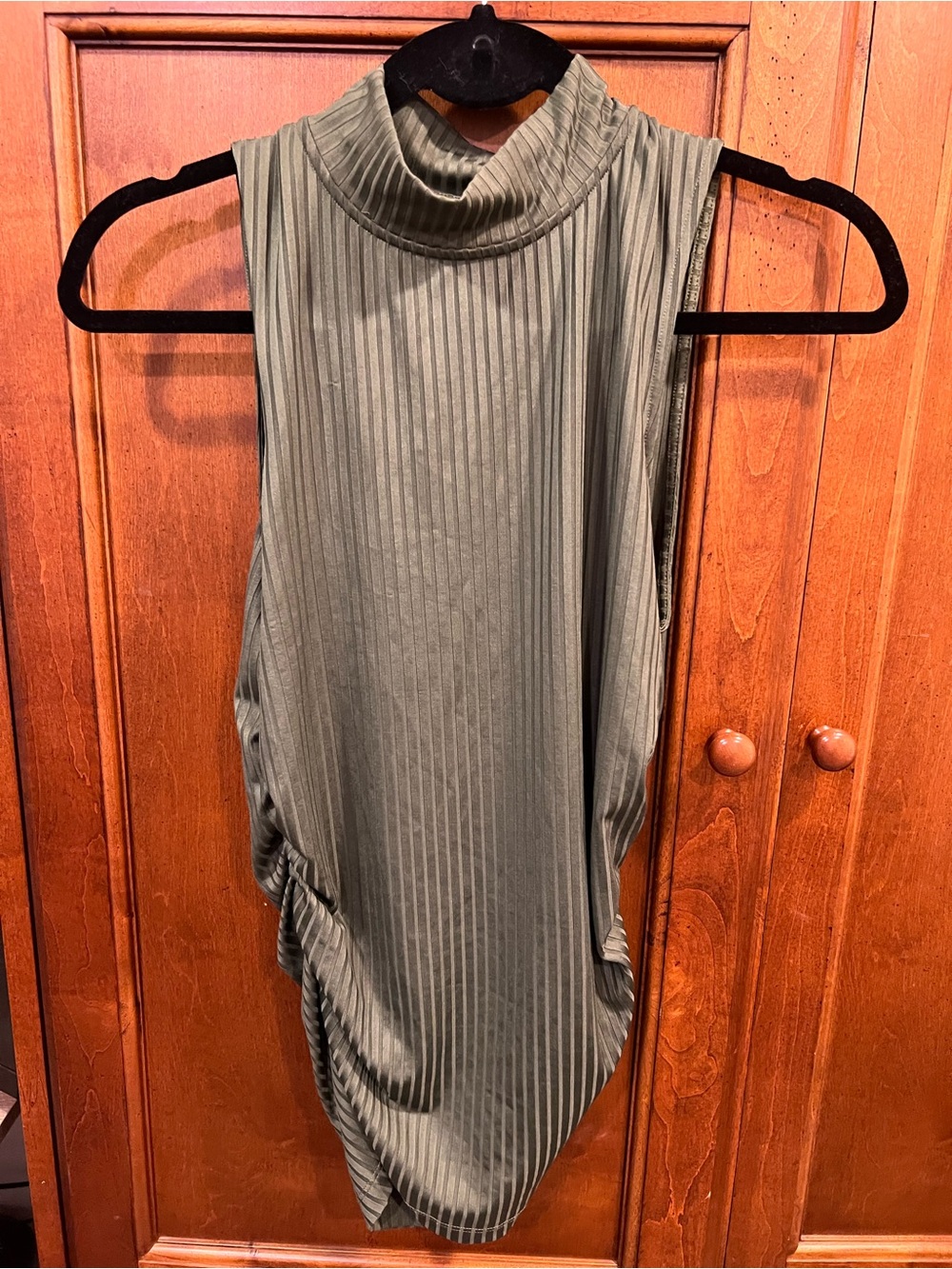 Veronica Beard Olive Green Ribbed Mock Neck Tank